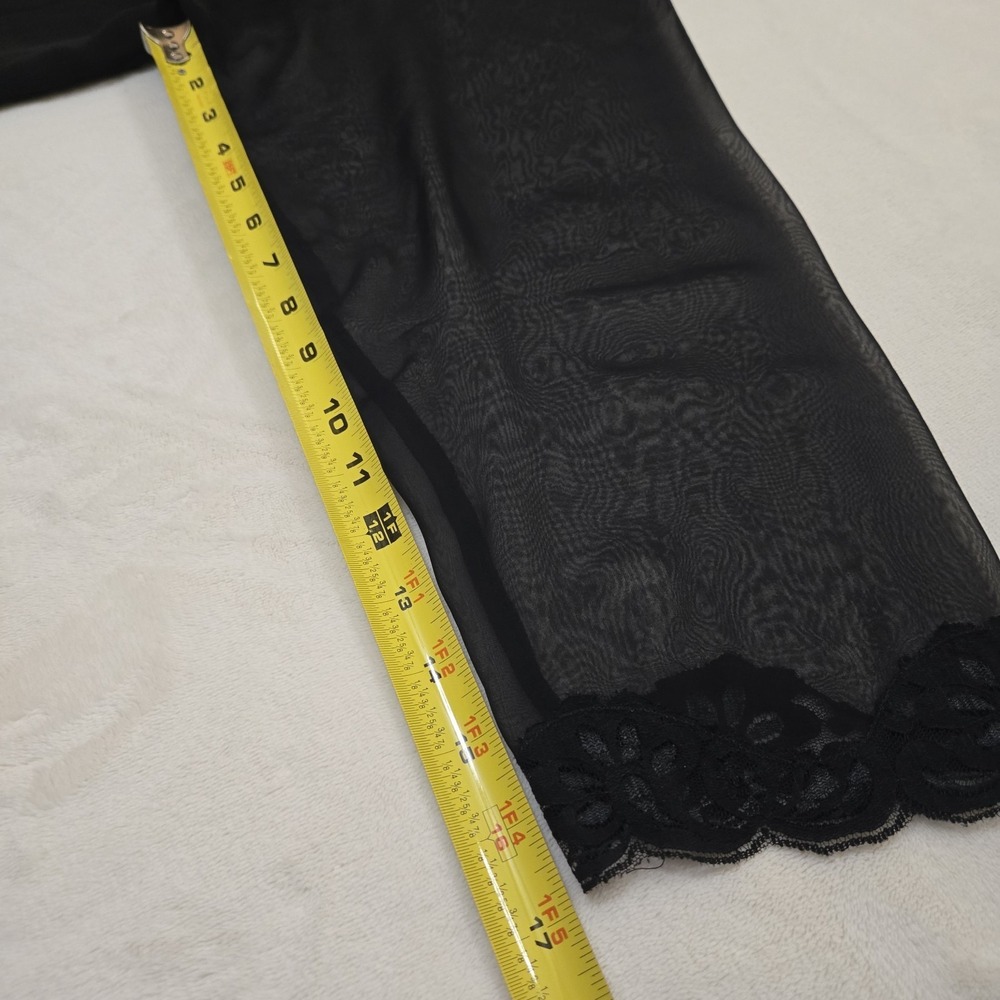 Vintage Victorias Secret Black Sheer Floral Embroidered Lace Trim Blouse Top L - Picture 10 of 13